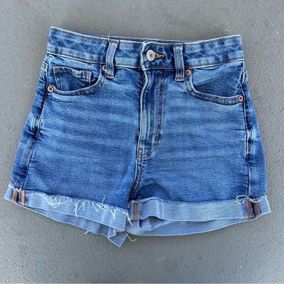 American Eagle Mom Short Cuff Roll Hem Stretch AEO Size 00 - Picture 1 of 8